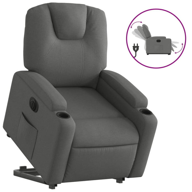 Electric Stand up Recliner Chair Dark Grey Fabric