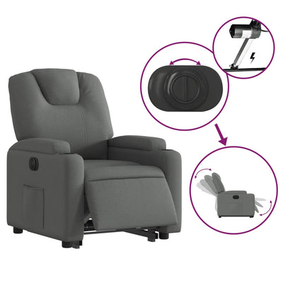 Electric Stand up Recliner Chair Dark Grey Fabric