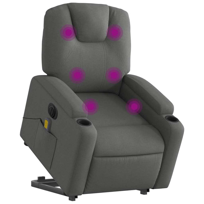 Electric Stand up Massage Recliner Chair Dark Grey Fabric