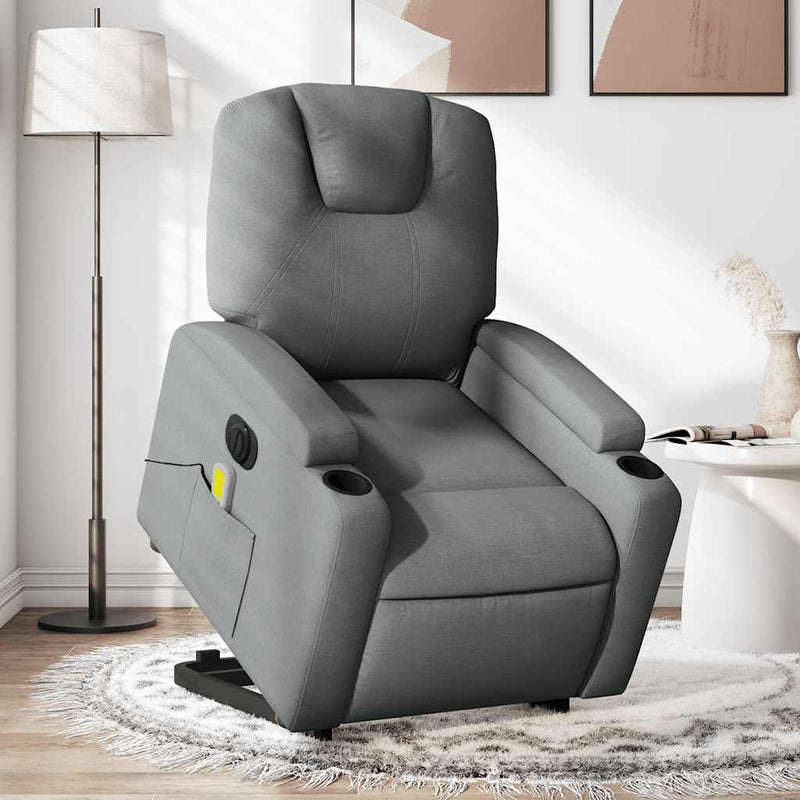 Electric Stand up Massage Recliner Chair Dark Grey Fabric