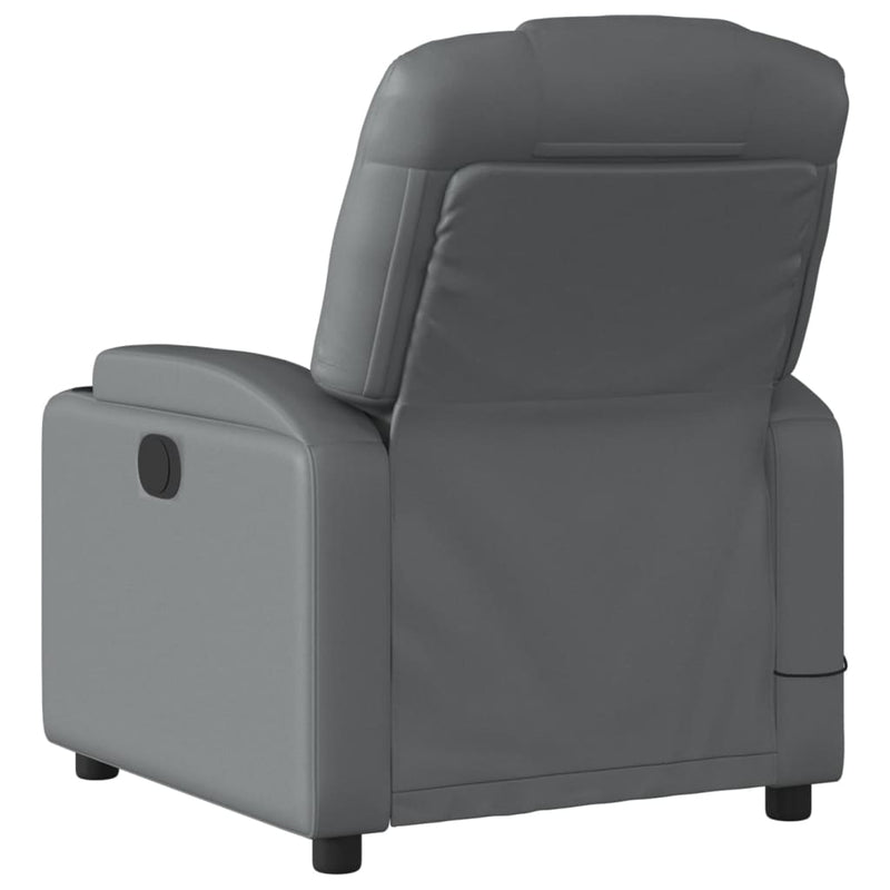 Massage Recliner Chair Grey Faux Leather