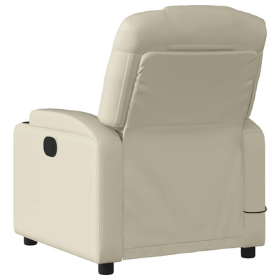 Electric Massage Recliner Chair Cream Faux Leather