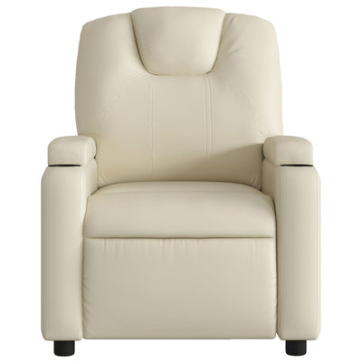 Electric Massage Recliner Chair Cream Faux Leather