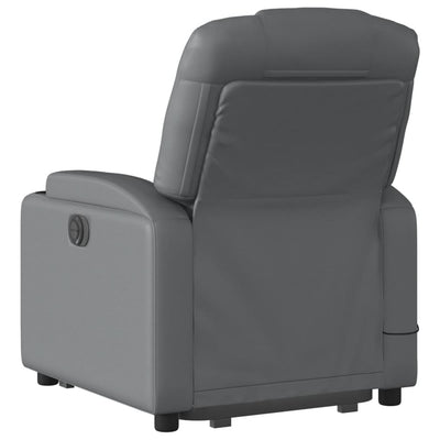 Stand up Massage Recliner Chair Grey Faux Leather