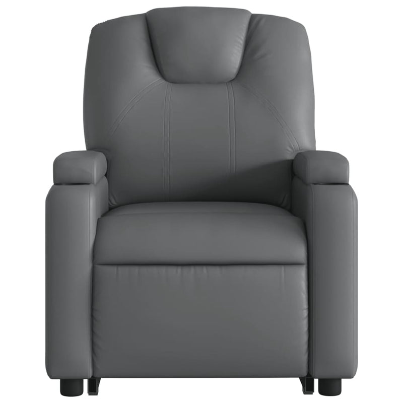 Stand up Massage Recliner Chair Grey Faux Leather