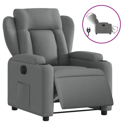 Electric Recliner Chair Dark Grey Fabric