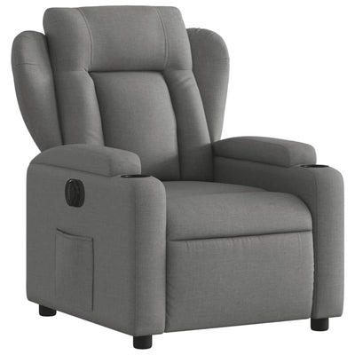 Electric Recliner Chair Dark Grey Fabric