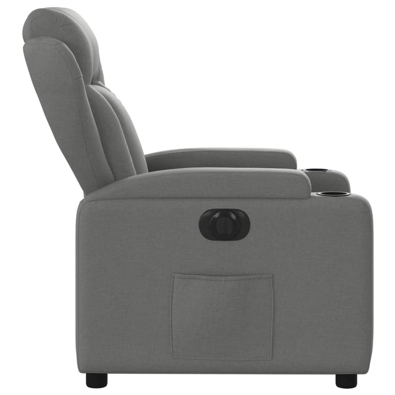 Electric Recliner Chair Dark Grey Fabric