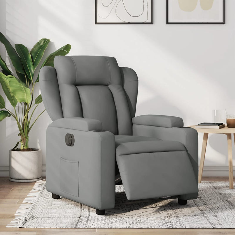 Electric Recliner Chair Dark Grey Fabric