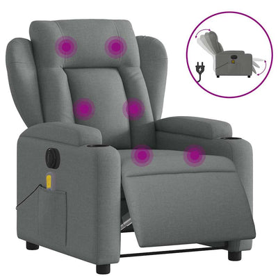 Electric Massage Recliner Chair Dark Grey Fabric