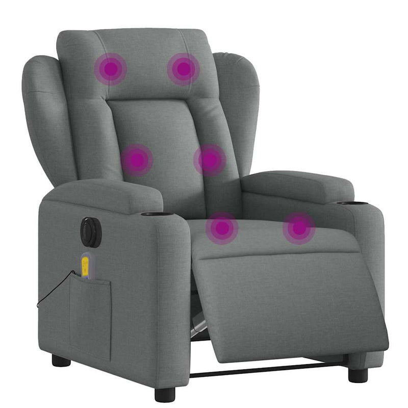 Electric Massage Recliner Chair Dark Grey Fabric