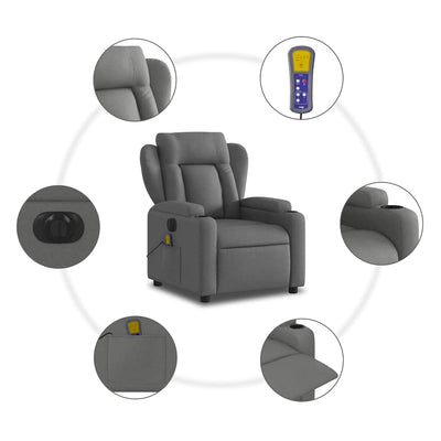 Electric Massage Recliner Chair Dark Grey Fabric