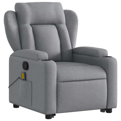 Stand up Massage Recliner Chair Light Grey Fabric