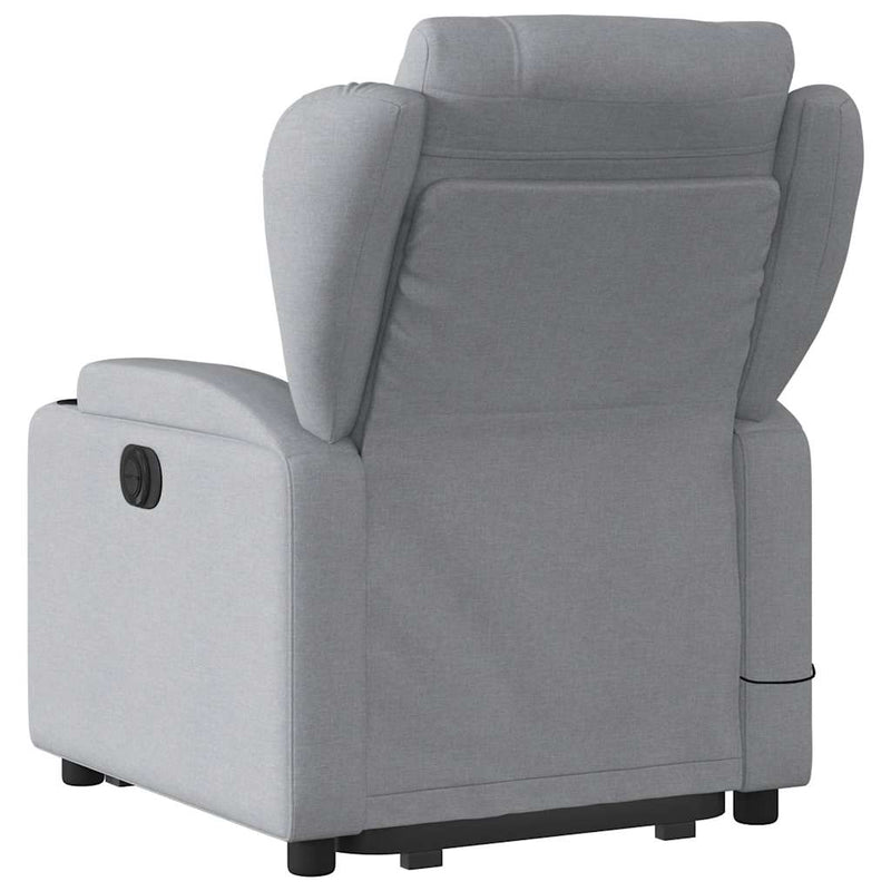 Stand up Massage Recliner Chair Light Grey Fabric