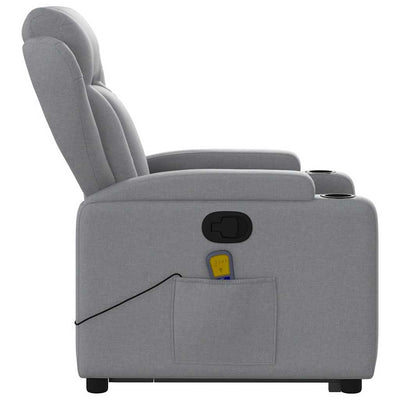 Stand up Massage Recliner Chair Light Grey Fabric