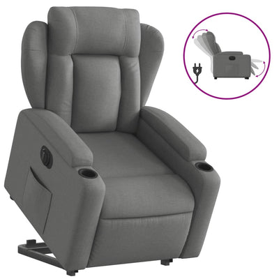 Electric Stand up Recliner Chair Dark Grey Fabric