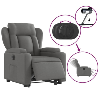 Electric Stand up Recliner Chair Dark Grey Fabric