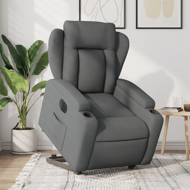 Electric Stand up Recliner Chair Dark Grey Fabric