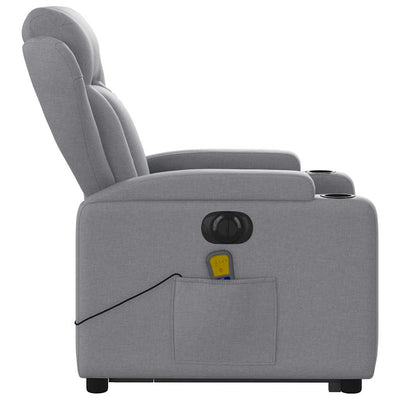 Electric Stand up Massage Recliner Chair Light Grey Fabric