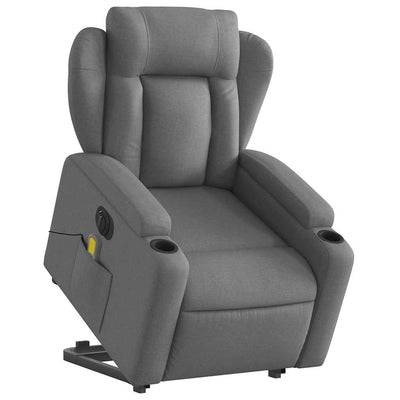 Electric Stand up Massage Recliner Chair Dark Grey Fabric