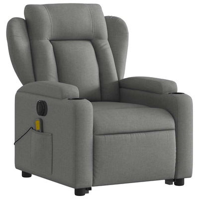 Electric Stand up Massage Recliner Chair Dark Grey Fabric