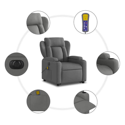 Electric Stand up Massage Recliner Chair Dark Grey Fabric