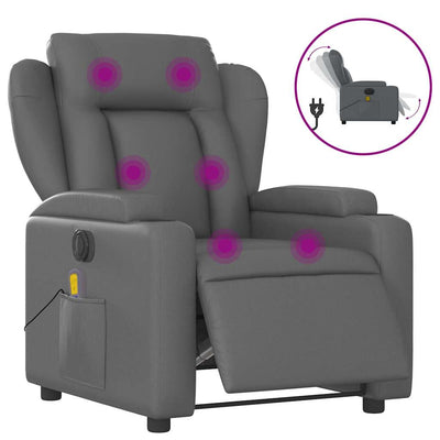 Electric Massage Recliner Chair Grey Faux Leather