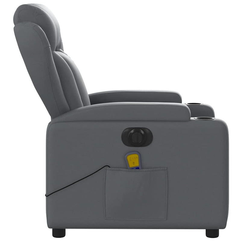 Electric Massage Recliner Chair Grey Faux Leather