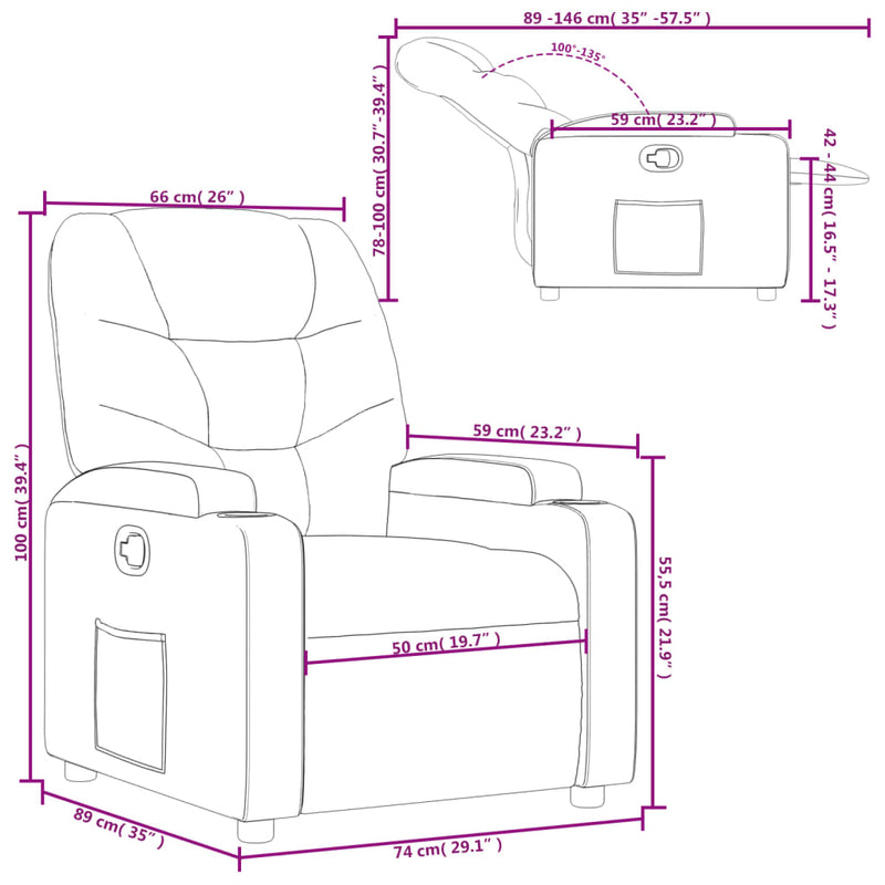 Recliner Chair Dark Grey Fabric