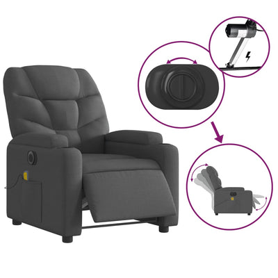 Electric Massage Recliner Chair Dark Grey Fabric