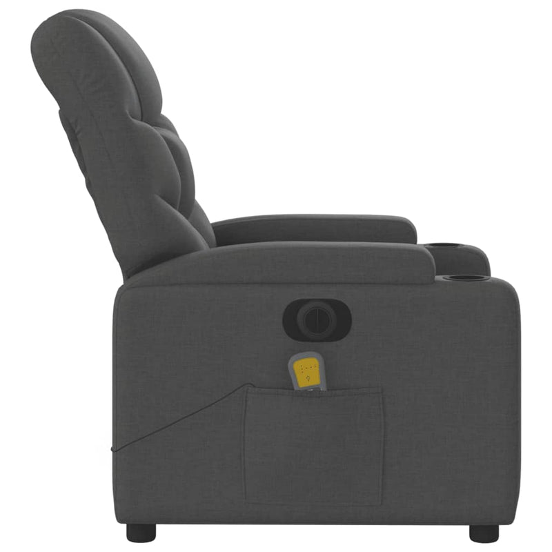 Electric Massage Recliner Chair Dark Grey Fabric