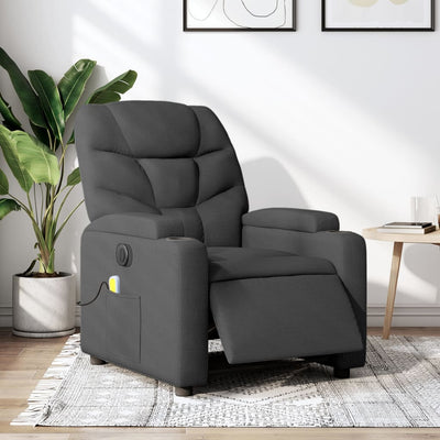 Electric Massage Recliner Chair Dark Grey Fabric