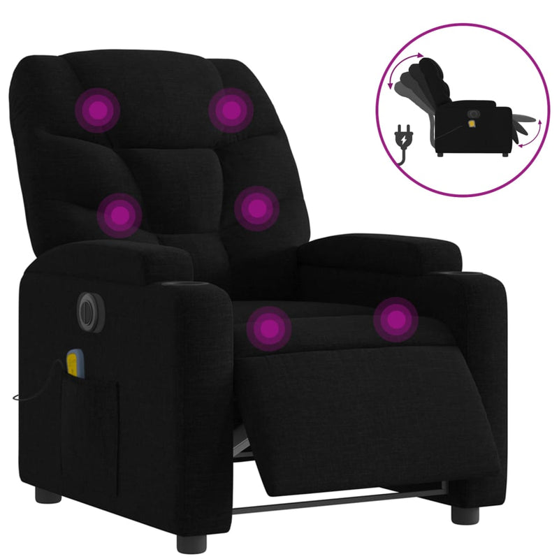 Electric Massage Recliner Chair Black Fabric