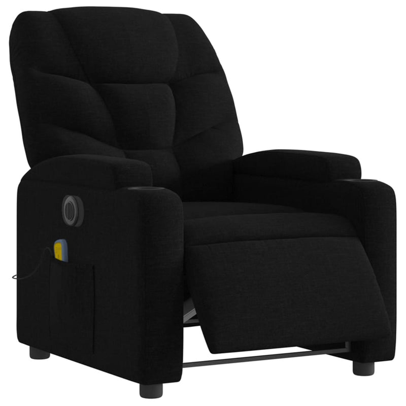 Electric Massage Recliner Chair Black Fabric