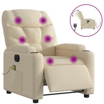 Electric Massage Recliner Chair Cream Fabric