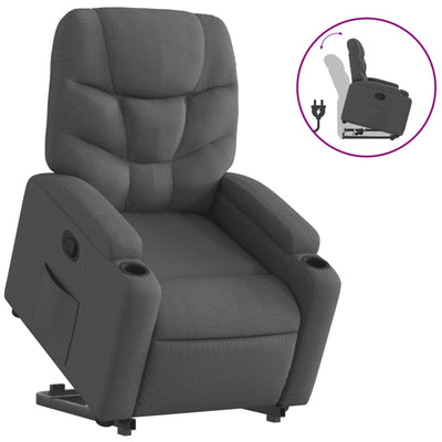 Stand up Recliner Chair Dark Grey Fabric