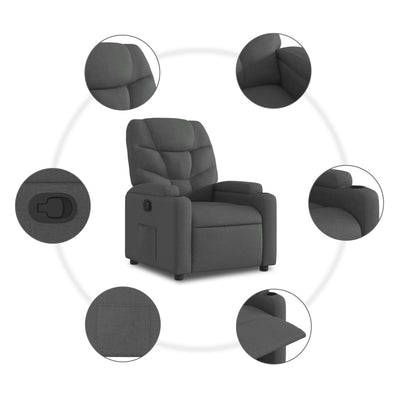 Stand up Recliner Chair Dark Grey Fabric