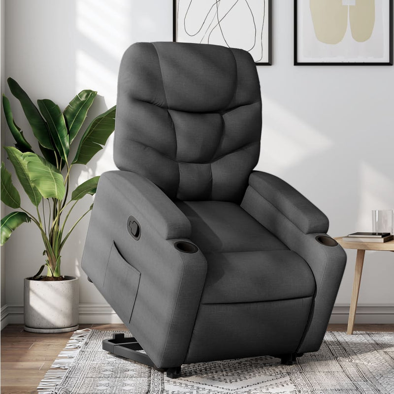 Stand up Recliner Chair Dark Grey Fabric