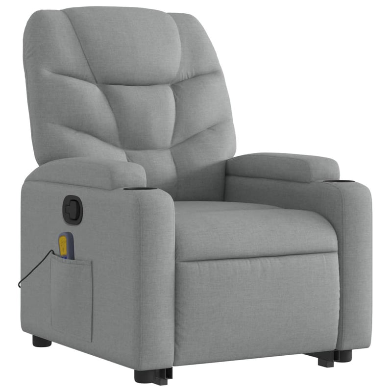 Stand up Massage Recliner Chair Light Grey Fabric