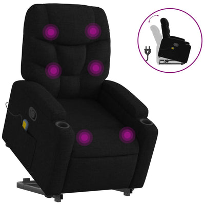 Stand up Massage Recliner Chair Black Fabric