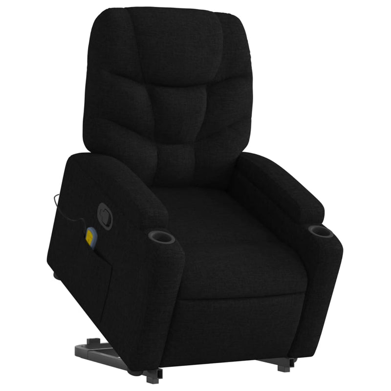 Stand up Massage Recliner Chair Black Fabric