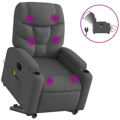 Electric Stand up Massage Recliner Chair Dark Grey Fabric