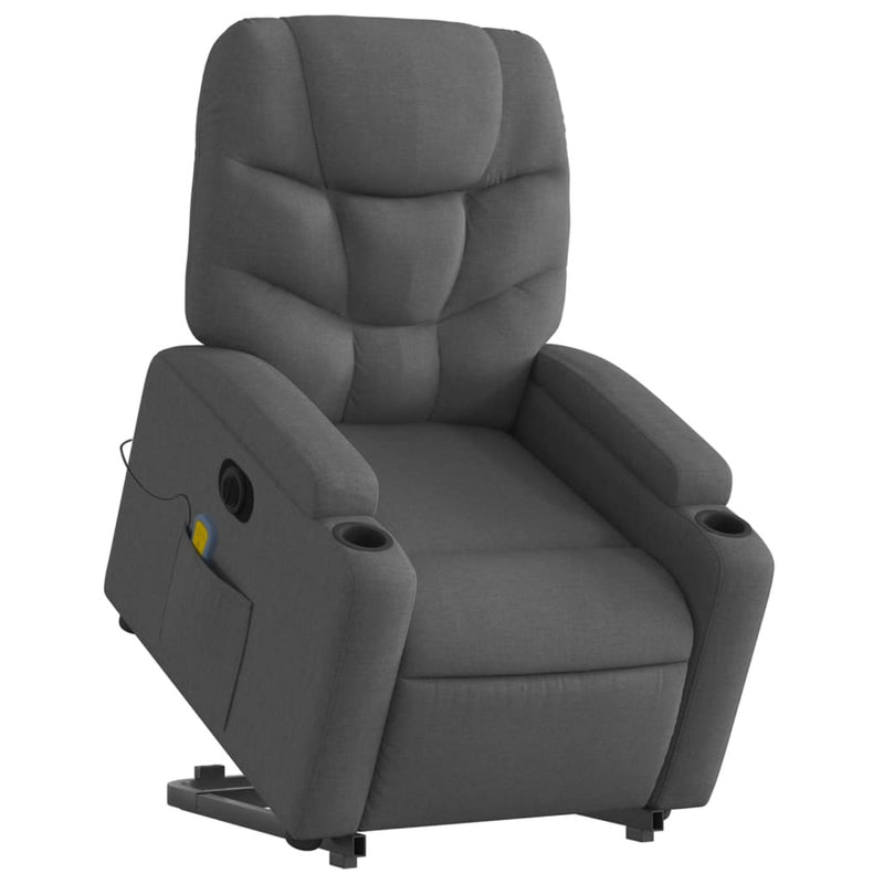 Electric Stand up Massage Recliner Chair Dark Grey Fabric