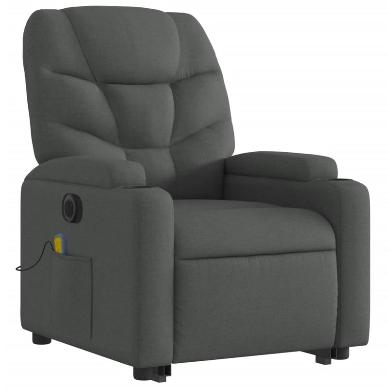 Electric Stand up Massage Recliner Chair Dark Grey Fabric