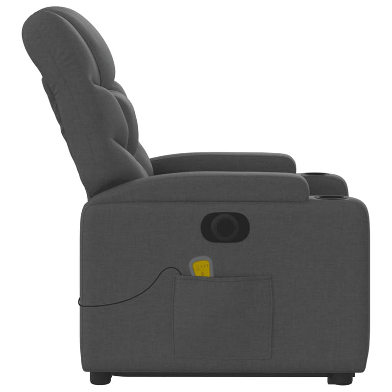 Electric Stand up Massage Recliner Chair Dark Grey Fabric