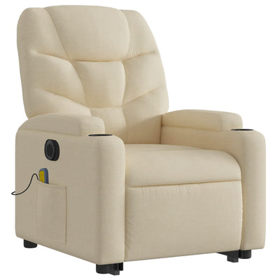 Electric Stand up Massage Recliner Chair Cream Fabric