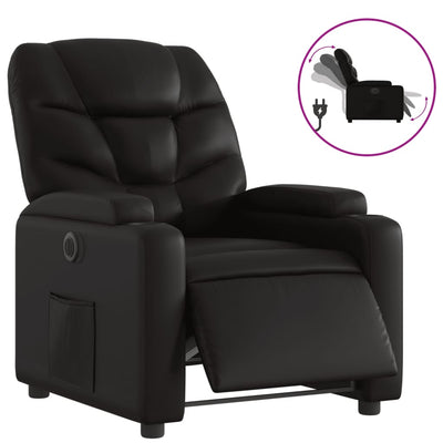 Electric Recliner Chair Black Faux Leather