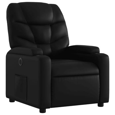 Electric Recliner Chair Black Faux Leather