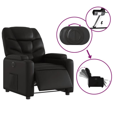 Electric Recliner Chair Black Faux Leather