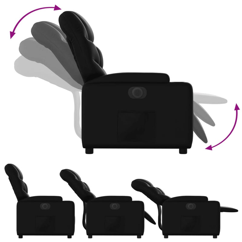 Electric Recliner Chair Black Faux Leather